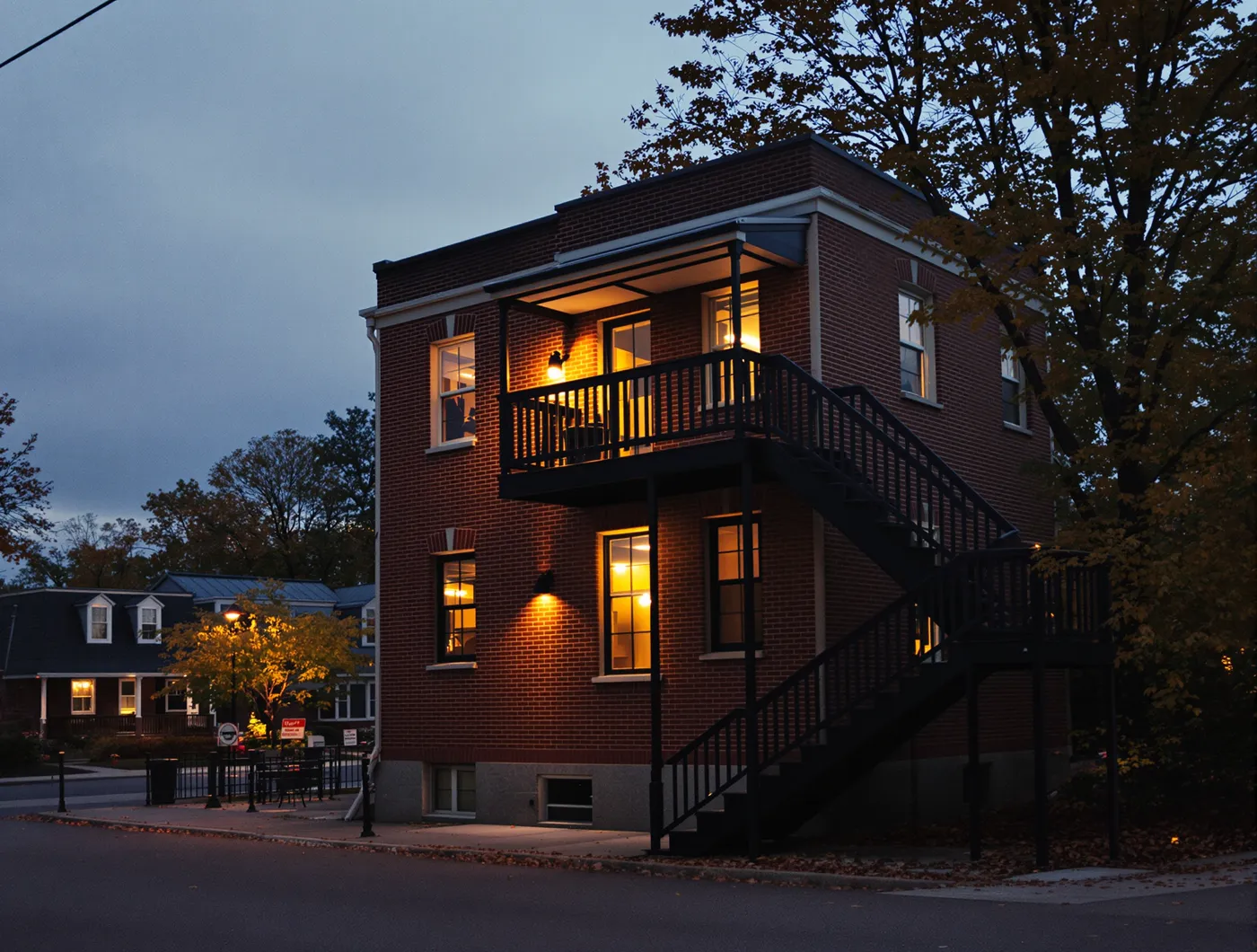 Duplex de brique avec escalier extérieur