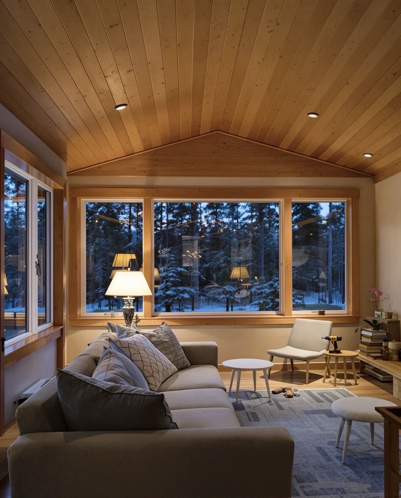 Salon rénové d’une maison de campagne